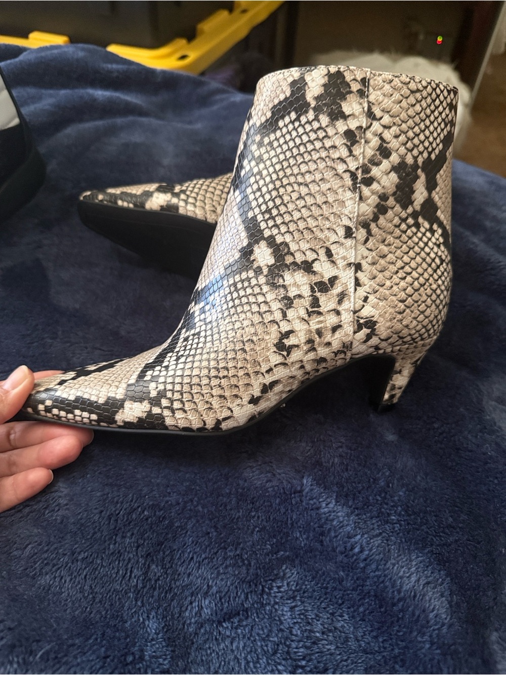 INC International Concepts Snake-Print Pointed Ankle Boots - Black & Cream